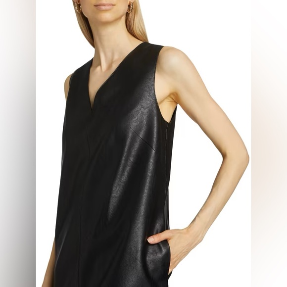 ♥️NWT Kobi Halperin Black Faux Leather Knee Length Shift Dress $398 - Picture 4 of 6